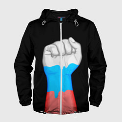 Ветровка с капюшоном мужская Русский кулак, цвет: 3D-белый