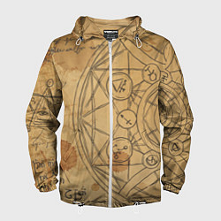 Ветровка с капюшоном мужская Дневник алхимика, цвет: 3D-белый