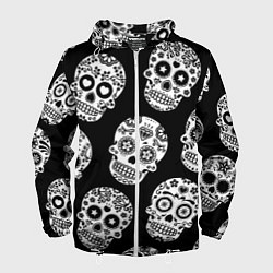 Ветровка с капюшоном мужская Черепа, цвет: 3D-белый
