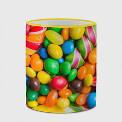 Кружка 3D Сладкие конфетки, цвет: 3D-желтый кант — фото 2