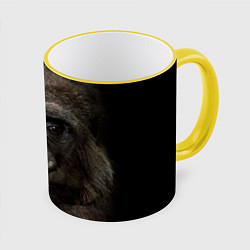 Кружка 3D Глаза гориллы, цвет: 3D-желтый кант