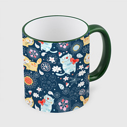 Кружка 3D Котята, цвет: 3D-зеленый кант