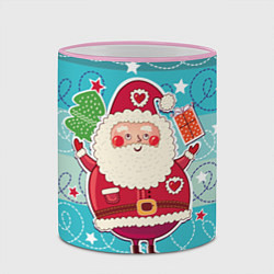 Кружка 3D Дед мороз с подарками, цвет: 3D-розовый кант — фото 2