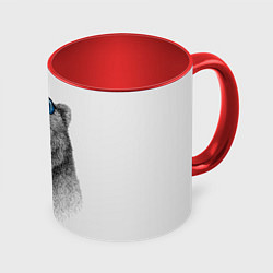 Кружка 3D Счастливый медведь, цвет: 3D-белый + красный