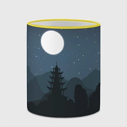 Кружка 3D Ночная пагода, цвет: 3D-желтый кант — фото 2