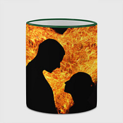 Кружка 3D Огненная любовь, цвет: 3D-зеленый кант — фото 2