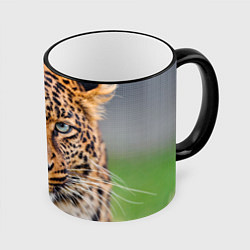 Кружка 3D Грустный леопард цвета 3D-черный кант — фото 1