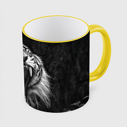 Кружка 3D Гнев тигра, цвет: 3D-желтый кант