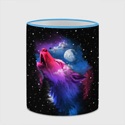 Кружка 3D Воющий волк, цвет: 3D-небесно-голубой кант — фото 2