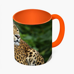 Кружка 3D Лик леопарда, цвет: 3D-белый + оранжевый