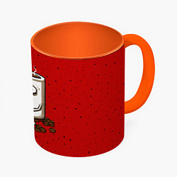 Кружка 3D Кофейный пьяница, цвет: 3D-белый + оранжевый