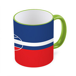 Кружка 3D Флаг космический войск РФ, цвет: 3D-светло-зеленый кант