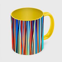 Кружка 3D Colored stripes, цвет: 3D-белый + желтый