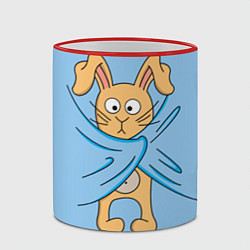 Кружка 3D Стеснительный кролик, цвет: 3D-красный кант — фото 2