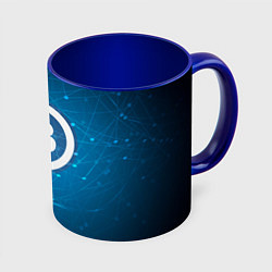 Кружка 3D Bitcoin Blue, цвет: 3D-белый + синий