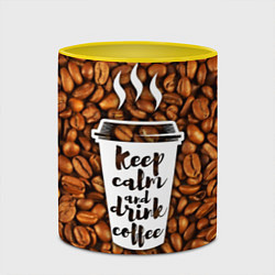 Кружка 3D Keep Calm & Drink Coffee, цвет: 3D-белый + желтый — фото 2