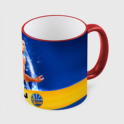 Кружка 3D Golden State Warriors 8, цвет: 3D-красный кант