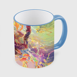 Кружка 3D Моя геройская академия, цвет: 3D-небесно-голубой кант