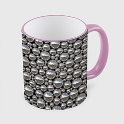 Кружка 3D Серебряные шары, цвет: 3D-розовый кант