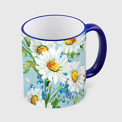 Кружка 3D Ромашки, цвет: 3D-синий кант