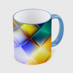 Кружка 3D Colorful squares, цвет: 3D-небесно-голубой кант