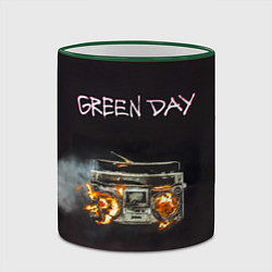 Кружка 3D Green Day магнитофон в огне, цвет: 3D-зеленый кант — фото 2