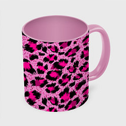 Кружка 3D Розовый леопард, цвет: 3D-белый + розовый