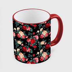 Кружка 3D Кустовые розы, цвет: 3D-красный кант