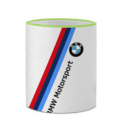 Кружка 3D BMW Motorsport: White Carbon, цвет: 3D-светло-зеленый кант — фото 2