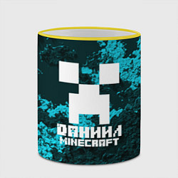 Кружка 3D Даниил в стиле Minecraft, цвет: 3D-желтый кант — фото 2