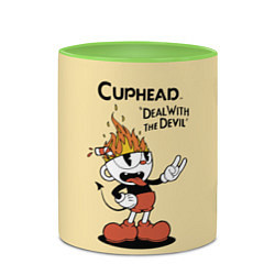 Кружка 3D Cuphead: Flame Mugman, цвет: 3D-белый + светло-зеленый — фото 2