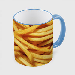 Кружка 3D Картофель фри, цвет: 3D-небесно-голубой кант