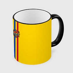 Кружка 3D Молдавия: лента с гербом, цвет: 3D-черный кант