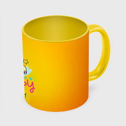 Кружка 3D Happy Birthday, цвет: 3D-белый + желтый