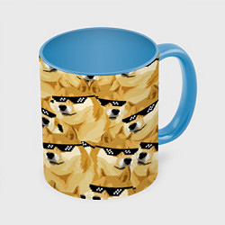 Кружка 3D Doge: Deal with it, цвет: 3D-белый + небесно-голубой