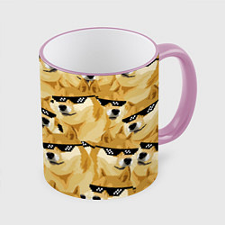 Кружка 3D Doge: Deal with it, цвет: 3D-розовый кант
