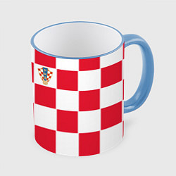 Кружка 3D Сборная Хорватии: Домашняя ЧМ-2018, цвет: 3D-небесно-голубой кант