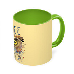 Кружка 3D Owls like coffee, цвет: 3D-белый + светло-зеленый