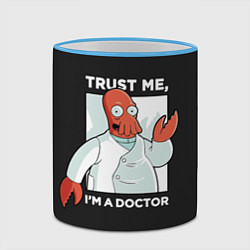 Кружка 3D Zoidberg: Trust Me, цвет: 3D-небесно-голубой кант — фото 2