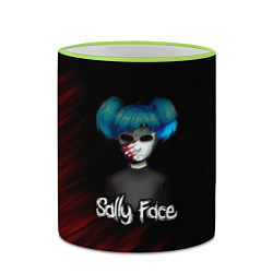 Кружка 3D Sally Face окровавленное лицо, цвет: 3D-светло-зеленый кант — фото 2