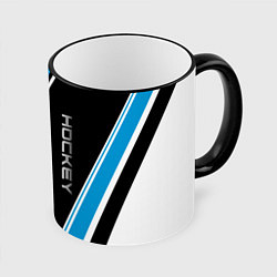 Кружка 3D Hockey black blue white, цвет: 3D-черный кант