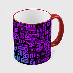 Кружка 3D BTS Logos, цвет: 3D-красный кант
