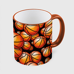 Кружка 3D Баскетбольные яркие мячи, цвет: 3D-оранжевый кант