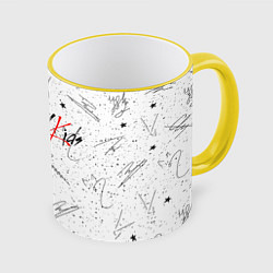 Кружка 3D STRAY KIDS АВТОГРАФЫ, цвет: 3D-желтый кант