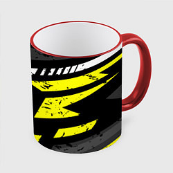 Кружка 3D Black yellow abstract sport style, цвет: 3D-красный кант