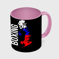 Кружка 3D Boxing Russia Team и герб РФ, цвет: 3D-белый + розовый
