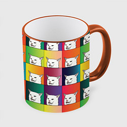 Кружка 3D Woman Yelling at Cat, цвет: 3D-оранжевый кант