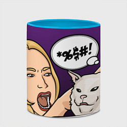 Кружка 3D Woman yelling at a cat, цвет: 3D-белый + небесно-голубой — фото 2