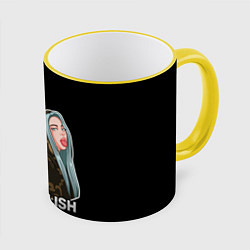 Кружка 3D BILLIE EILISH, цвет: 3D-желтый кант