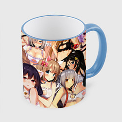 Кружка 3D Ahegao, цвет: 3D-небесно-голубой кант